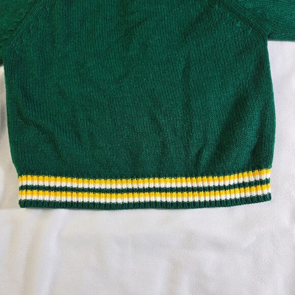 Vintage Woolworths 3T Boy's Cardigan Acrylic Green Hooded College Sweater Style - Picture 10 of 11
